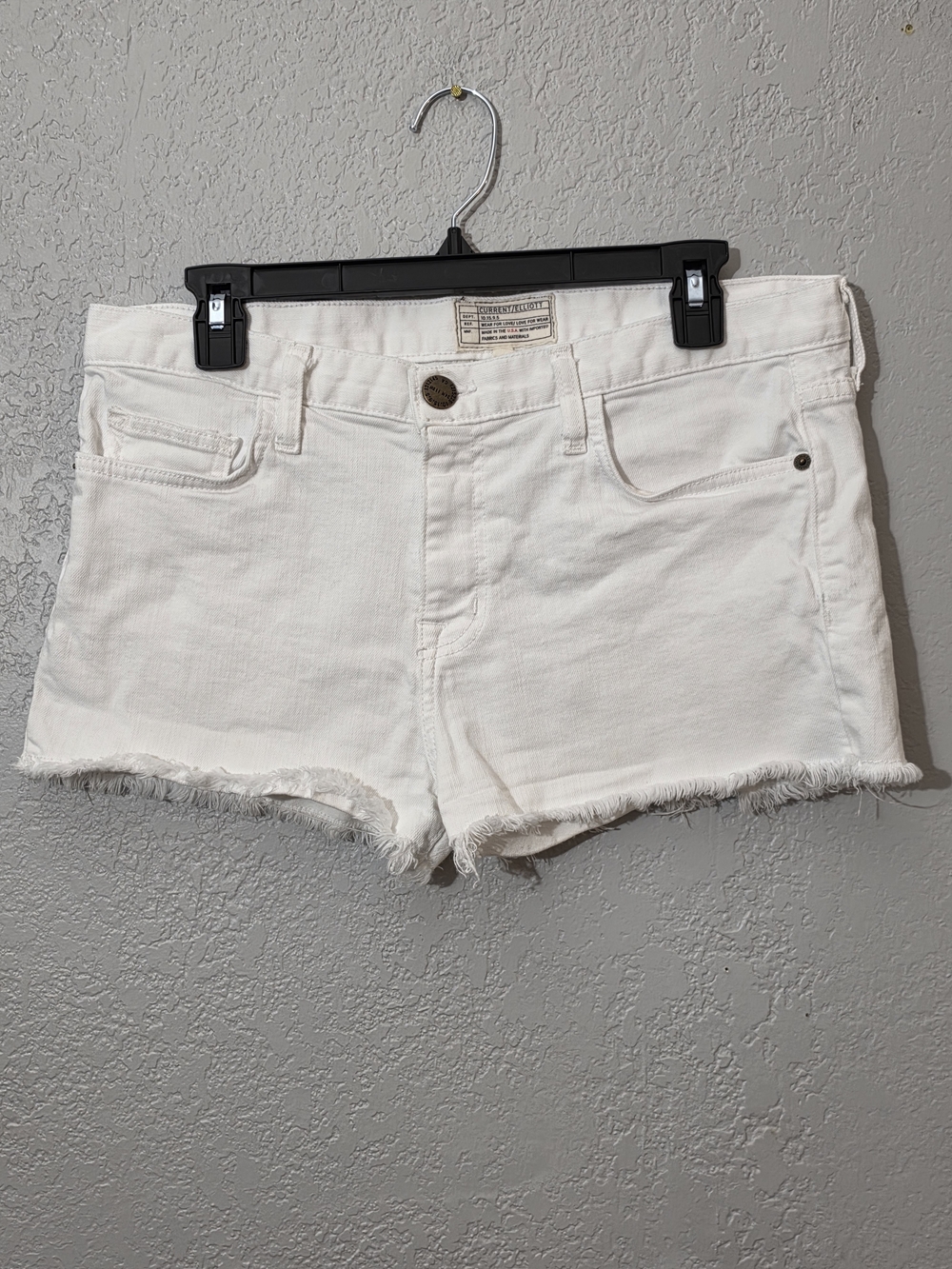 Current/Elliott The Boyfriend Short/Sugar White Cutoff Shorts Womens 27 Mid Rise